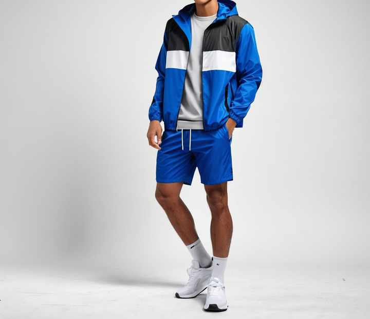 Sexy Sporty Windbreaker Color-block Long Sleeve Jacket And Short Skirt Set For Women SAJ-0008
