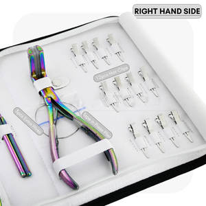 Kit d'outils professionnel pour extensions de cheveux arc-en-ciel, en acier inoxydable, micro-anneaux, outils d'installation avec étui à fermeture éclair - Product Image 4