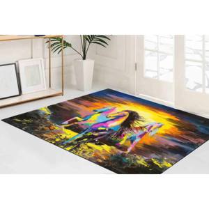 Alfombras Abstractas con Diseño de Caballos, Alfombra con Estampado de Caballos en Movimiento, Alfombra con Patrón, Alfombra de Terciopelo - Product Image 2