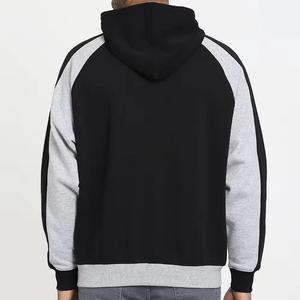 Sudadera con capucha de trabajo con panel de algodón 100% para hombre en gris y negro, ropa informal y de gimnasio con logotipo frontal, peso de 400 gramos a la venta, Sudadera con capucha regular - Product Image 2