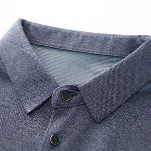 Polo de manga larga informal de negocios de Color sólido para hombre, camiseta elástica de corte ajustado diario para ir al trabajo, Jersey, camiseta de golf de estilo informal, para uso diario, para uso diario - Product Image 4
