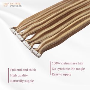 Customized Color Tape in Hair Extensions Ful Length Double Drawn Vietnamese Raw Hair Wholesale Factory Price - Product Image 4