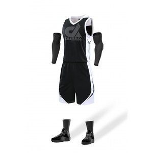 Vente chaude Uniforme de basket-ball pour hommes personnalisé Blanc avec des accents bleus Ensemble respirant Fabriqué en Chine Technique simple - Product Image 6