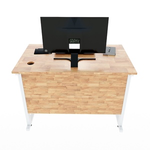 Rubber Wood Frame Computer <b>Desk</b> with CPU <b>Shelf</b> & Powder-Coated Iron Legs-CDS001 - Product Image 4