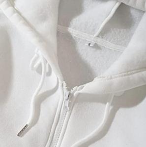 Color beige teñido Mujer ropa casual crop top Sudadera con capucha de algodón de alta calidad sudaderas con capucha de lana de mujer personalizada mujer Sudadera con capucha corta cremallera - Product Image 6