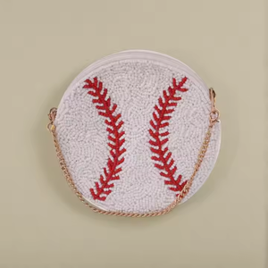 MD HANDICRAFTS Pochette de porte-monnaie ronde personnalisée pour femmes avec broderie de baseball Pochette à main personnalisée avec perles de rocaille - Product Image 6