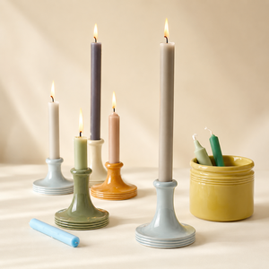 Porte-bougie en céramique géométrique empilable fait main, écologique, finition laquée, design moderne pour la décoration de cheminée de la Saint-Valentin - Product Image 5