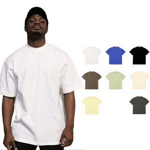 100% Cotton Knitted Oversized Men's O Neck T-Shirts Custom <b>Logo</b> Blank Design Wholesale - Product Image 1