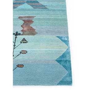 Tapis en laine et soie de bambou noué à la main Freedom Manchaha à motif abstrait bleu pour la décoration de la maison et du salon - Les-1412 - Product Image 4