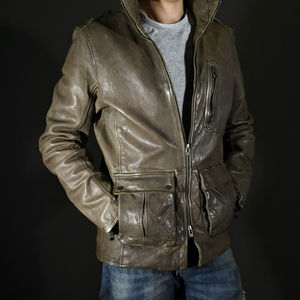 High Quality <b>Men's</b> Heavyweight Leather <b>Jacket</b> Online Fashionable Outdoor Wear with OEM Service for Spring Wholesale Rate - Product Image 5