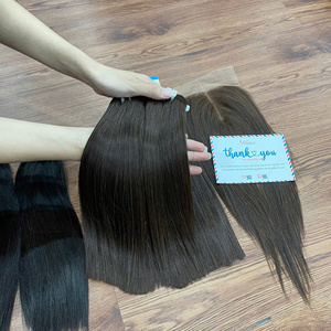 Vente en gros d'extensions de cheveux Remy vietnamiennes trame droite d'os coloré et fermeture à lacet HD cheveux humains de haute qualité - Product Image 3