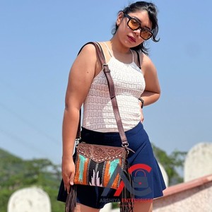 Nueva Manta con sillín de estilo occidental, bolsos de cuero con herramientas, bolsos cruzados de cuero azteca de alta calidad, bolsos multicolores Vintage - Product Image 1