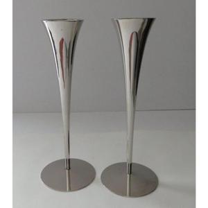 Hand polished aluminum candle holder <b>silver</b> finished for elegant party table and festive light decoration - Product Image 6