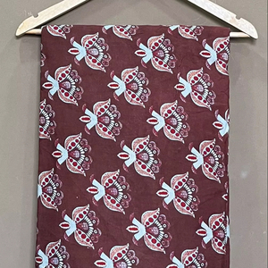Maroon Floral Handblock Print Cotton Fabric: Indian Textile by the Yard - Product Image 1