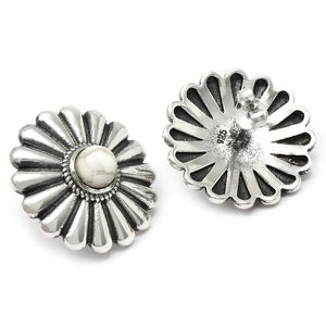 High Quality Wholesale Price 925 Sterling Silver Natural <b>White</b> Turquoise Gemstone Flower Shape Stud <b>Earrings</b> for Woman Girls - Product Image 1
