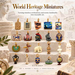 Miniaturas del Patrimonio Mundial |   Colgantes de latón chapado en oro de 18 quilates con esmalte, con motivos de lugares emblemáticos de historia antigua y arte cultural, para la fabricación de joyas - Product Image 1