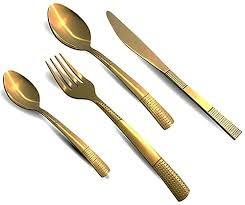 Durable <b>Gold</b> Stainless Steel Cutlery Set Designer Handle Classic Flatware Set For Daily Kitchen - Product Image 6