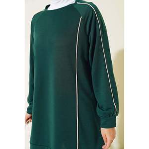 Tunique à Deux Fils Détaillée à Rayures Ensemble de 2 Pièces Émeraude - Product Image 3