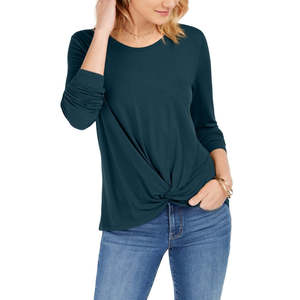 Top in maglia da donna Style & Co, taglia XS, verde, con design a nodo sul davanti - Product Image 1