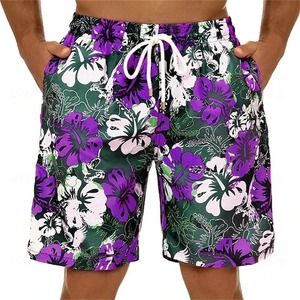 Pantalones cortos de playa informales de verano para hombre Harajuku, pantalones cortos de secado rápido con estampado 3D de flores y palmeras, pantalones cortos teñidos lisos para tabla de Surf de verano - Product Image 2