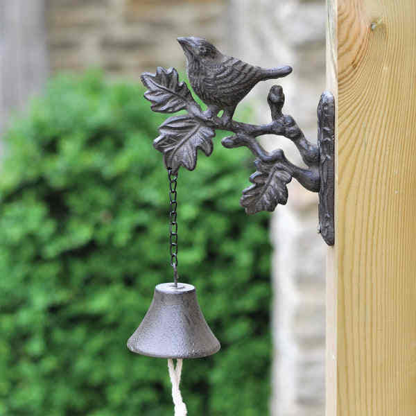 Rustic Cast iron doorbell with squirrel Decorative garden Farm bell Hanging doorbell Home decor
