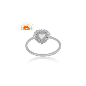 Hot Selling 925 Sterling <b>Silver</b> White Rhodium <b>Plated</b> Rainbow Moonstone & Cz Gemstone Stackable Ring Custom Jewelry For Women - Product Image 2