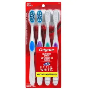 Precio al por mayor para el paquete de 4 cepillos de dientes desechables 360 Advanced Whitening con cerdas de nailon para uso doméstico - Product Image 1