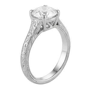 Bague Solitaire Style Antique avec Diamant Naturel Taillé Mine Cut de 1,50 Carats Certifié IGI, en Or 14K Rhodié, pour Mariage et Cérémonie - Product Image 4