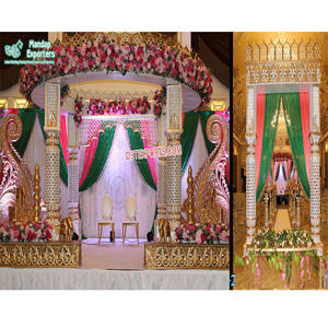 Elegante Decoración de Boda, Mandap de Fibra, Decoración de Boda Real del Reino Unido, Pilar Jali, Mandap Indio de FRP con Flores de Arizona - Product Image 1