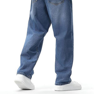 Hot Sale Men Denim <b>Jeans</b> <b>Elastic</b> <b>Waist</b> Comfort Fit Blue Denim Pants <b>With</b> Classic Pocket Layout Plain Dyed Design - Product Image 5