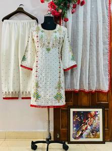 ผ้าไหม Chinon มาใหม่คอลเลกชัน salwar kameez กับงานปักและงานแฟนซีลูกไม้สำหรับผู้หญิง - Product Image 6