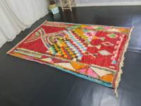 Tapis tribal berbère marocain authentique fait à la main Azilal Boujaad tapis multicolore Patchwork Design tapis de chambre à coucher de style bohème