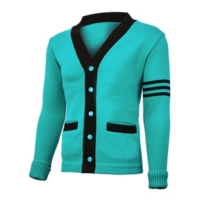 Cárdigan Unisex de Punto con Cuello en V, Personalizable con Logotipo, Estilo Patchwork, Casual, con Botones Cubiertos, para Otoño e Invierno - Product Image 5