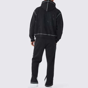 ชุดวอร์มผู้ชายแบบมีฮู้ดพิมพ์ลายตามสั่ง พร้อมโลโก้สั่งทำ ผ้าฝ้าย 100% ระบายอากาศได้ดี แห้งเร็ว ผ้าฟลีซแบบสวมหัว - Product Image 3