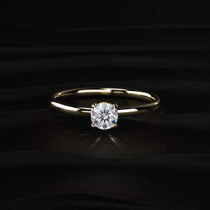 Anillo de Compromiso de Moissanita de Corte Redondo de 1 Quilate, Oro Sólido de 14K, Anillo de Boda Minimalista Solitario, Joyería Fina al por Mayor, Regalo para Ella - Product Image 1