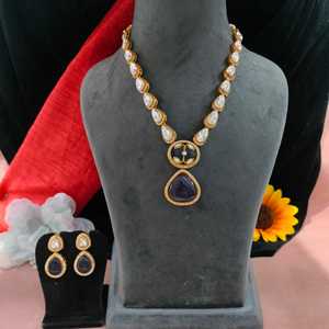 Conjunto de collar largo de moissanita y Diamante americano, abalorio Vintage, acabado de lujo para eventos formales, fiestas informales, Materia de latón - Product Image 3