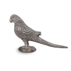 นกแก้วมาใหม่ทำด้วยมือชุบเงินแบบโบราณพร้อมฐานสำหรับตกแต่งบ้านและของขวัญคืนนกแก้วแมมโบ้ - Product Image 5