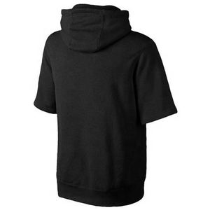 Sudadera con capucha de manga corta negra de gran tamaño con bolsillo canguro y cordón Material de poliéster con patrón impreso en 3D - Product Image 2
