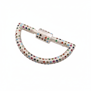 925 <b>Sterling</b> <b>Silver</b> D shape Carabiner Lock Multi-Color CZ Charms with Claw Setting <b>for</b> Women & <b>Men</b> Unisex - Product Image 2