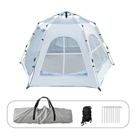 Tente de camping de luxe hexagonale à ouverture rapide-Auvent pare-soleil spacieux à 6 côtés imperméable et anti-UV
