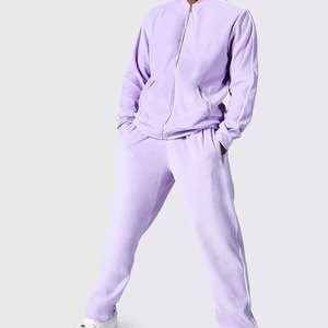 Traje de jogging informal con logotipo personalizado OEM para mujer, colección de otoño, Sudadera con capucha recortada, pantalones de chándal, conjunto de dos piezas para descansar en el salón - Product Image 4