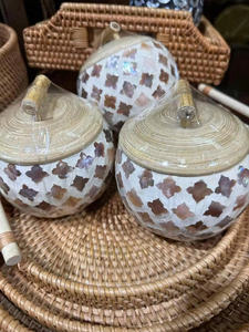 Boîte de rangement en bambou en gros avec incrustation de nacre, pot en bambou pour thé, épices et décoration - Product Image 5