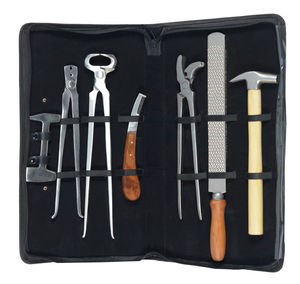 Kit de sabot de maréchal-ferrant professionnel de haute qualité avec sac Outil de maréchal-ferrant en acier de qualité supérieure Instruments de soin des sabots pour chevaux et bovins - Product Image 1