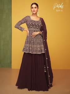 Último diseñador Faux Georgette bordado secuencia trabajo Sharara traje por Fab Zone - Product Image 5