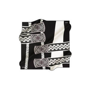 Designer Silk Twill Scarf-Black and White Leopard and Polka Dot Pattern - Product Image 1
