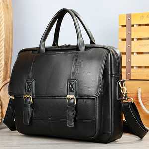Luxury Vintage Genuine Cow <b>Leather</b> <b>Briefcase</b> Quality Wholesale Large Business Laptop Bag for Men Zipper - Product Image 1
