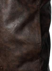 เสื้อแจ็กเก็ตบอมเบอร์หนังเข้ารูปสำหรับผู้ชาย, เสื้อโค้ทไบค์เกอร์ซิปหน้าคอตั้งทรงไม่สมมาตรฤดูหนาว - Product Image 5