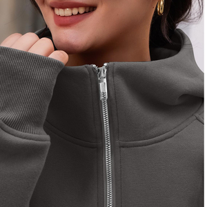 Custom Windproof Zipper up <b>Women's</b> Hoodie Quick Dry Breathable <b>Top</b> with Oversize <b>Turtleneck</b> Casual Regular Length streetwear - Product Image 2