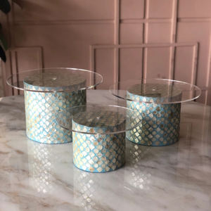 ขาตั้งเค้กเปลือกหอยอะคริลิคแบบฝังมุก,ชุดขาตั้งเค้กเปลือกหอยทำด้วยมือจากเวียดนามสีเขียวอันงดงาม - Product Image 4