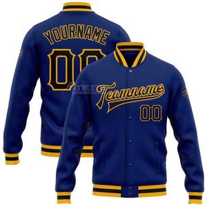 Chaqueta de Béisbol de Algodón Personalizada para Hombre al por Mayor con Cuello Alto y Logotipo Bordado Personalizado para Ropa Deportiva Universitaria - Product Image 1